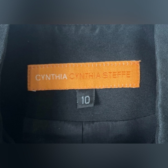 Vintage 90s Cynthia Steffe Black Lined‎ Blazer Jacket Ruffle Lace Trim Size 10 - Picture 3 of 6